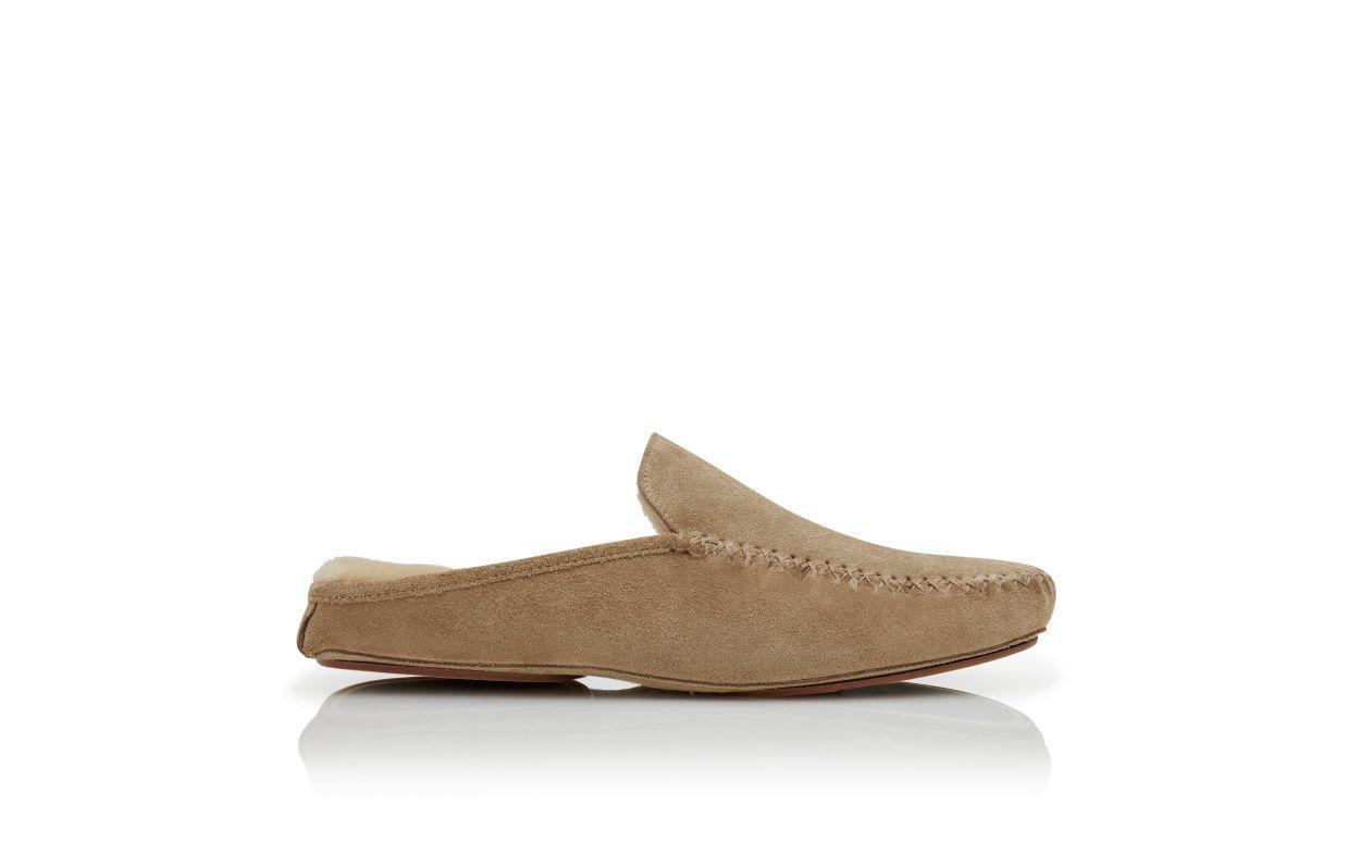 CRAWFORD Dark Beige Suede Slippers Product Image