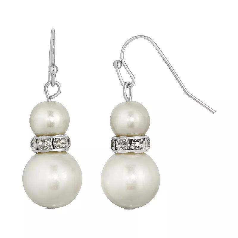 1928 Graduated Simulated Pearl Drop Earrings, Womens, White Product Image