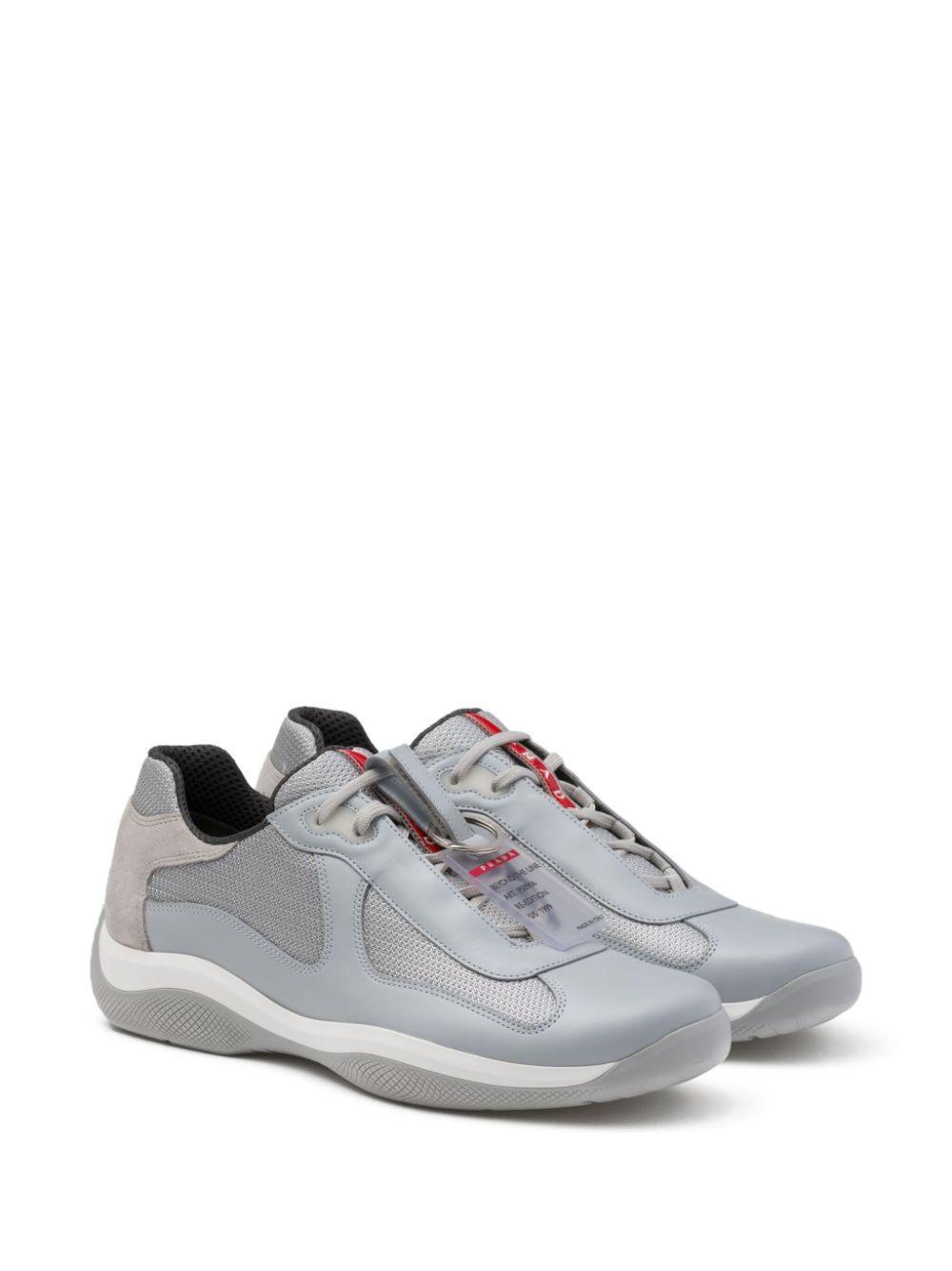 PRADA America's Cup Logo-patch Sneakers In Blue Product Image