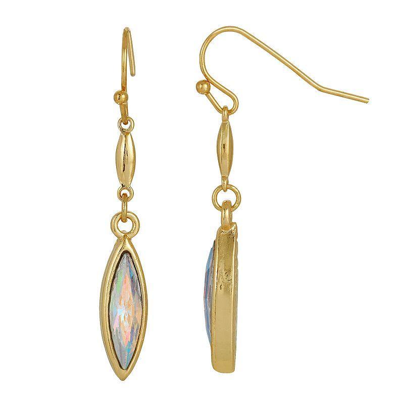 1928 Gold Tone Crystal Navette Drop Earrings, Womens, Aurore Boreale Product Image