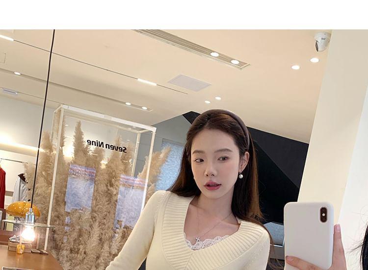 V-Neck Plain Sweater Product Image