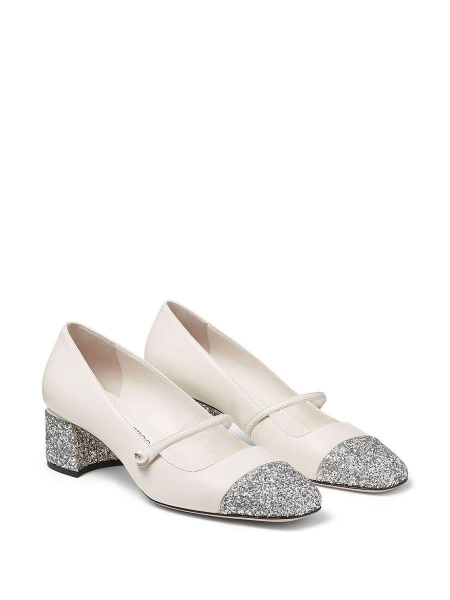 Elisa 45 Glittered Leather Pumps In Grey Product Image