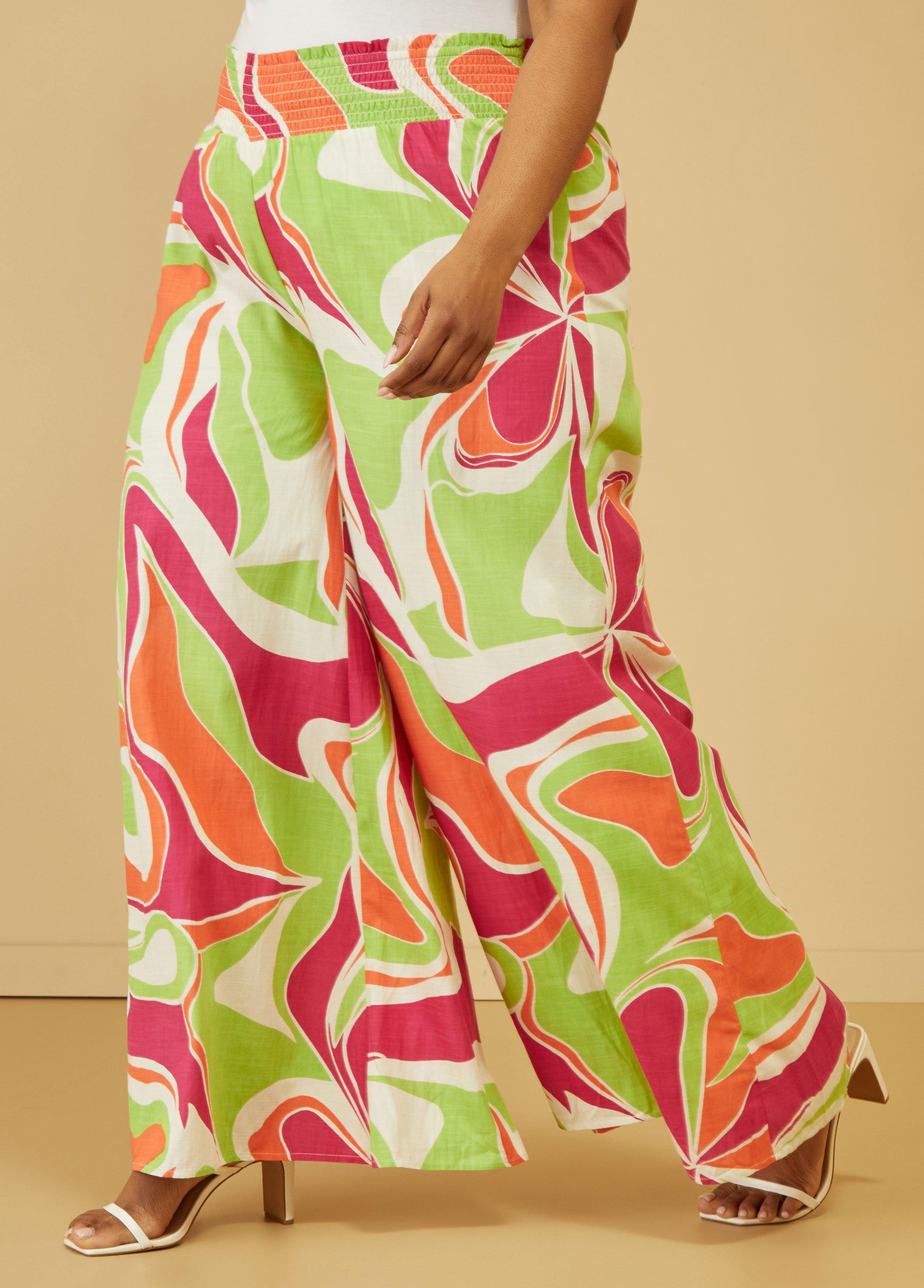 Abstract Print Wide Leg Pants Product Image