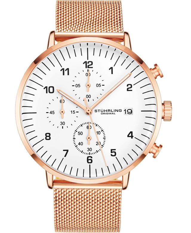 Mens Rose Gold-Tone Mesh Bracelet Chrono Watch 42mm Product Image