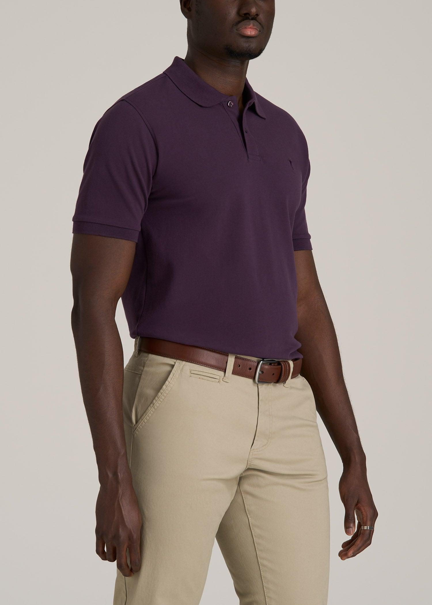 Men's Tall Classic Polo with Embroidered Logo in Midnight Plum Male Product Image