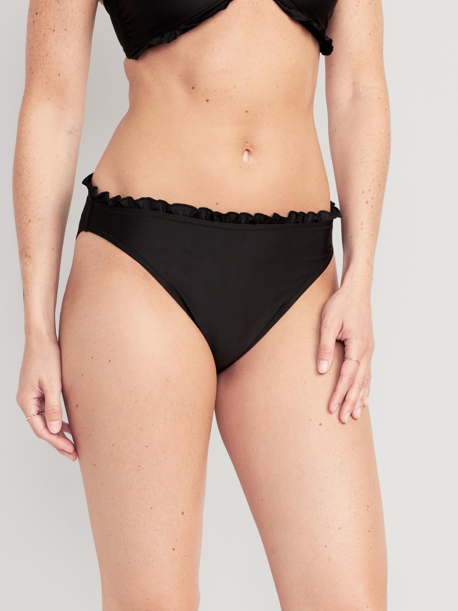 Mid-Rise Ruffle-Trim Bikini Swim Bottoms Product Image