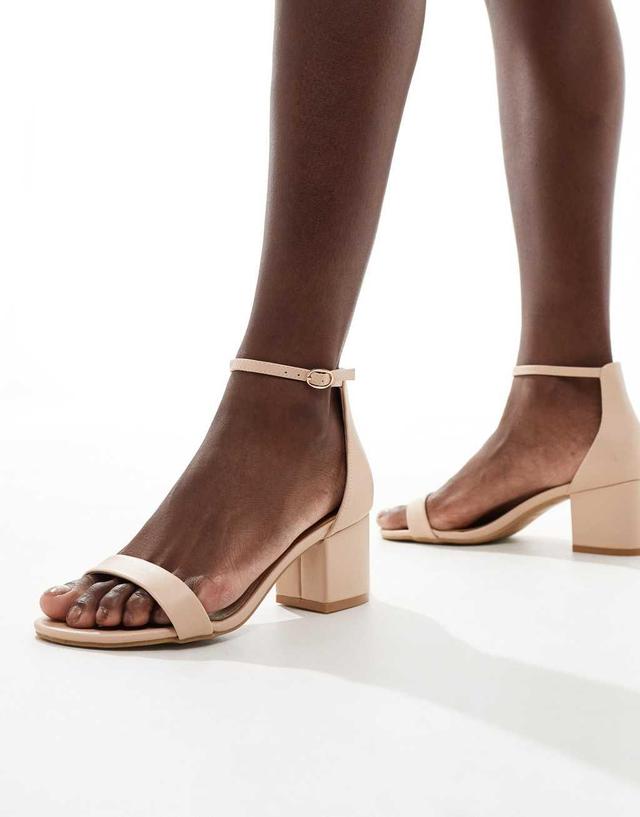 Truffle Collection block heel sandals in beige Product Image