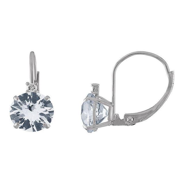 Tiara 10k White Gold Lab-Created White Sapphire & Diamond Accent Leverback Earrings, Womens Product Image