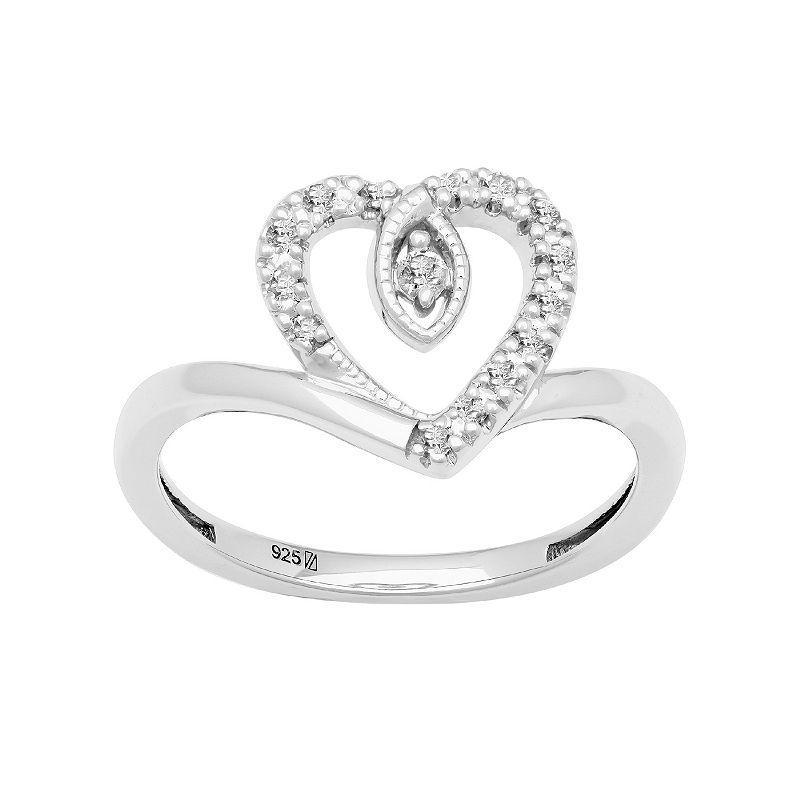 Love Always Sterling Silver 1/10 Carat T.W. Diamond Heart Promise Ring, Womens Product Image