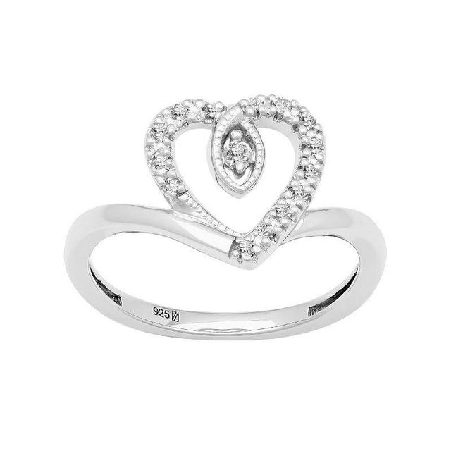 Love Always Sterling Silver 1/10 Carat T.W. Diamond Heart Promise Ring, Womens White Product Image