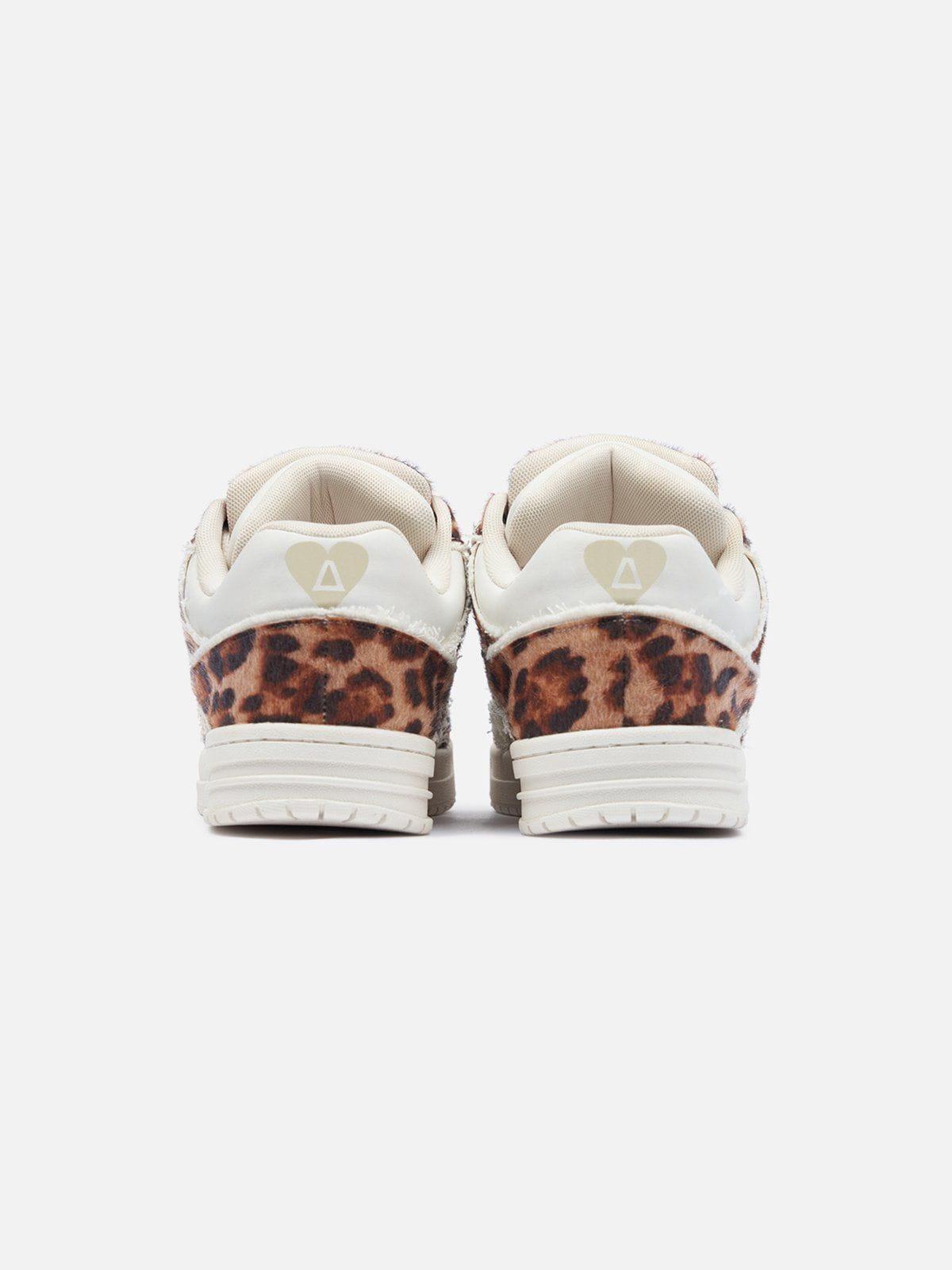 StarryClimb Leopard Print Patchwork Skate Shoes Product Image