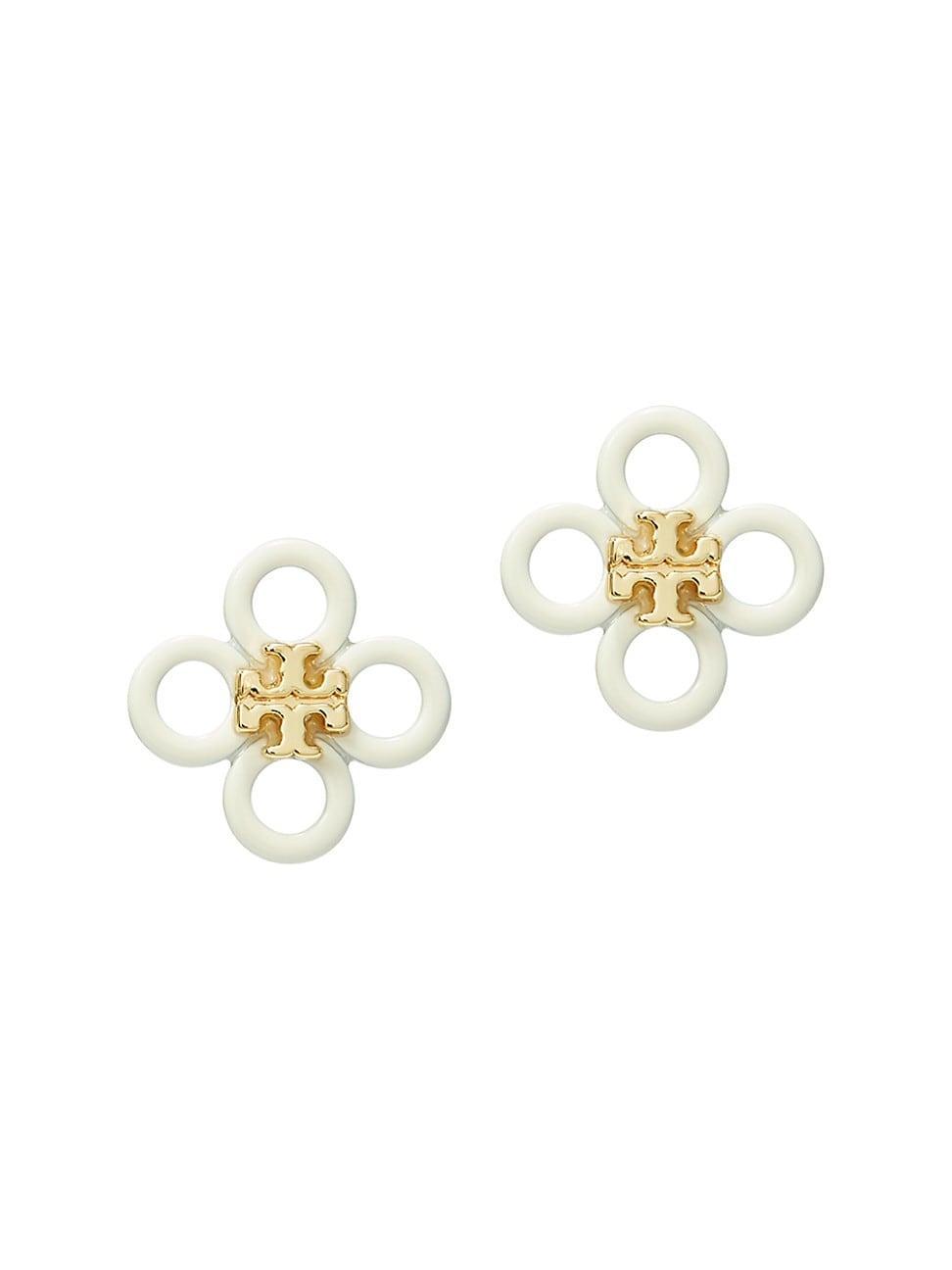 Tory Burch Small Kira Enamel Clover Stud Earrings Product Image