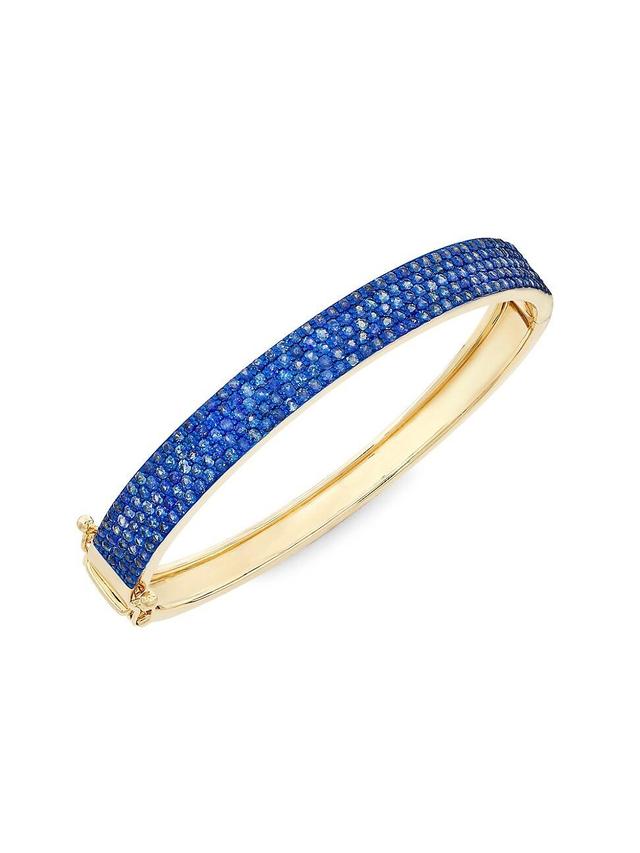 Womens 14K Yellow Gold & Blue Sapphire Bangle Product Image