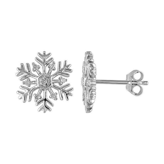 Stella Grace Sterling Silver Diamond Accent Snowflake Stud Earrings, Womens, White Product Image