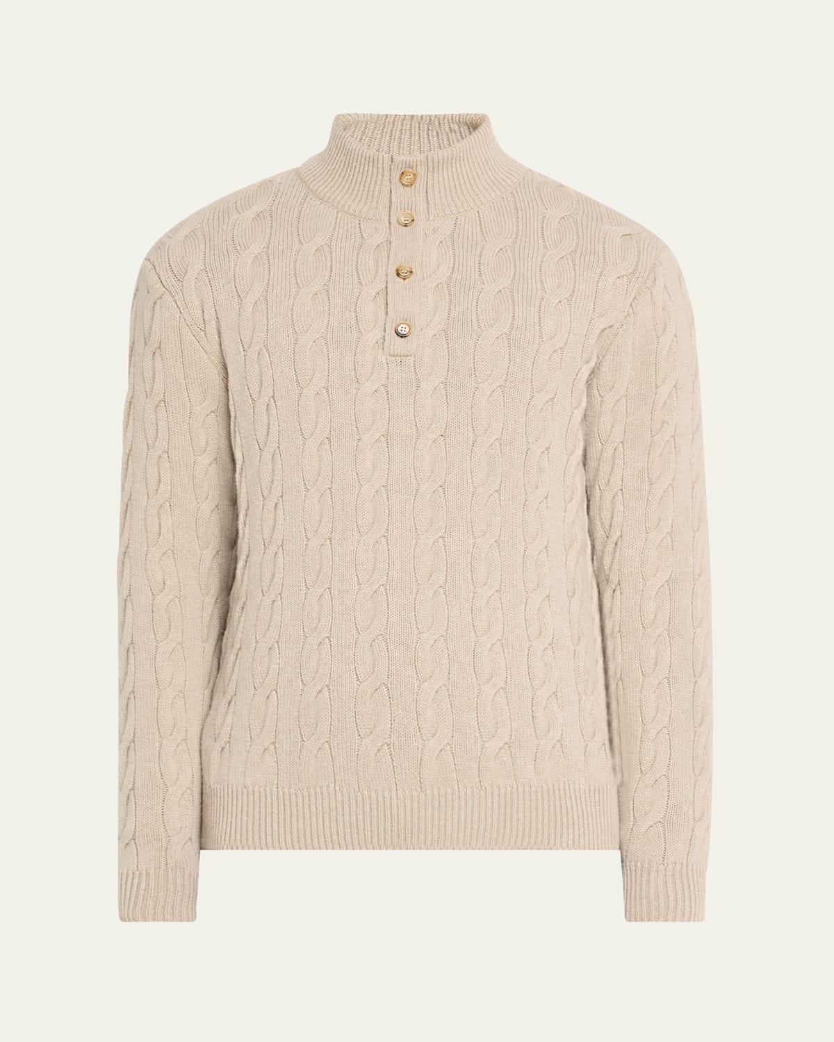 Mens 4-Button Cable Cashmere Sweater Product Image