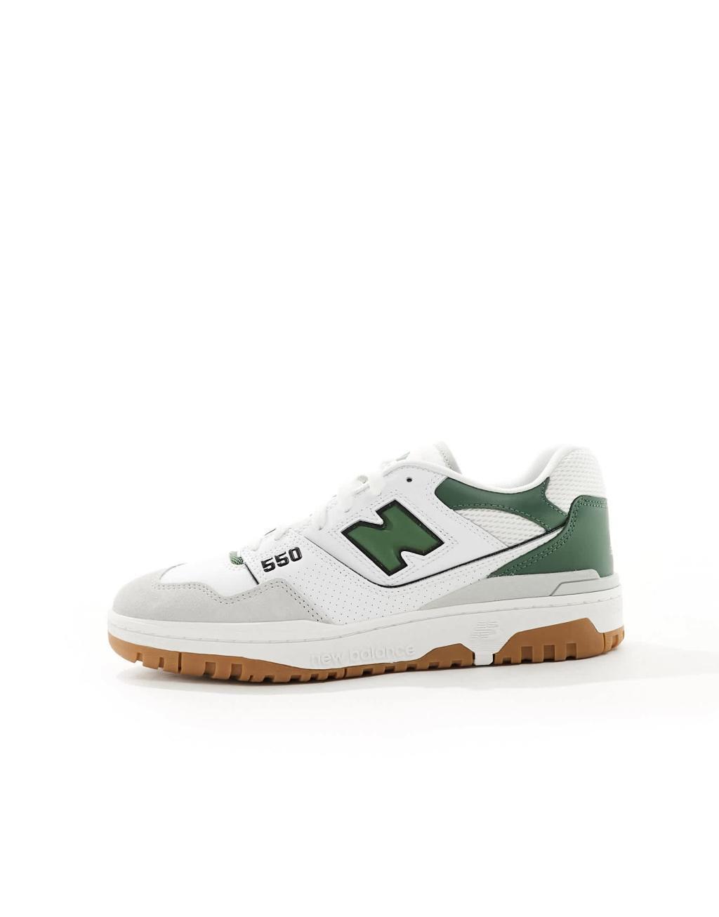 New Balance 550 sneakers in white with green detail Product Image