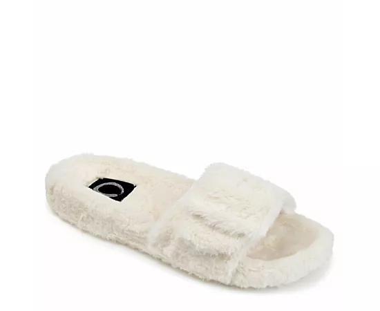 Journee Collection Womens Shadow Faux Fur Slide Slipper Product Image