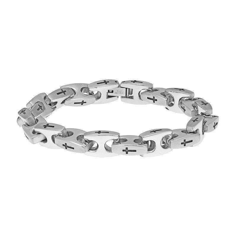 LYNX Mens Stainless Steel Link Cross Bracelet Product Image