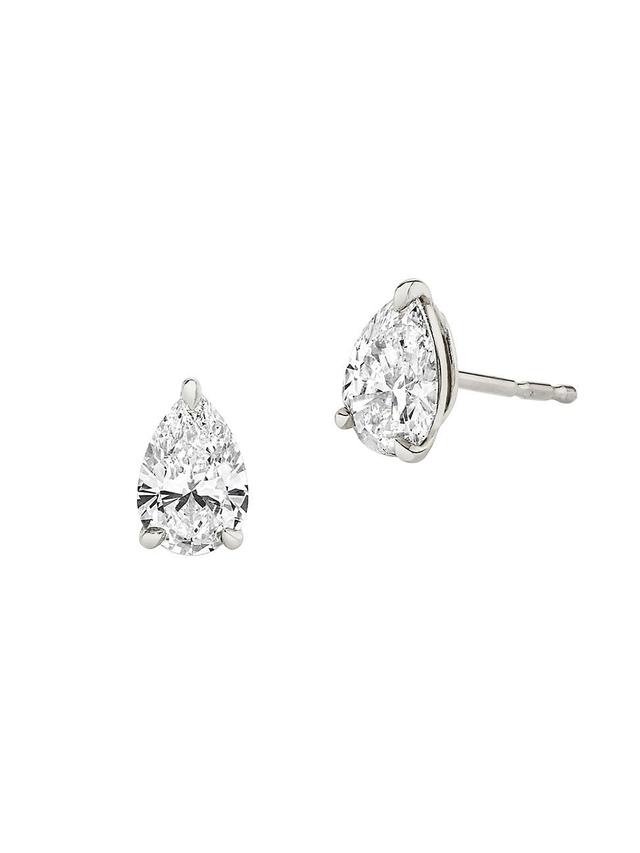 Womens Solitaire Classics 14K White Gold & 1.00 TCW Lab-Grown Diamond Pear Solitaire Studs Product Image