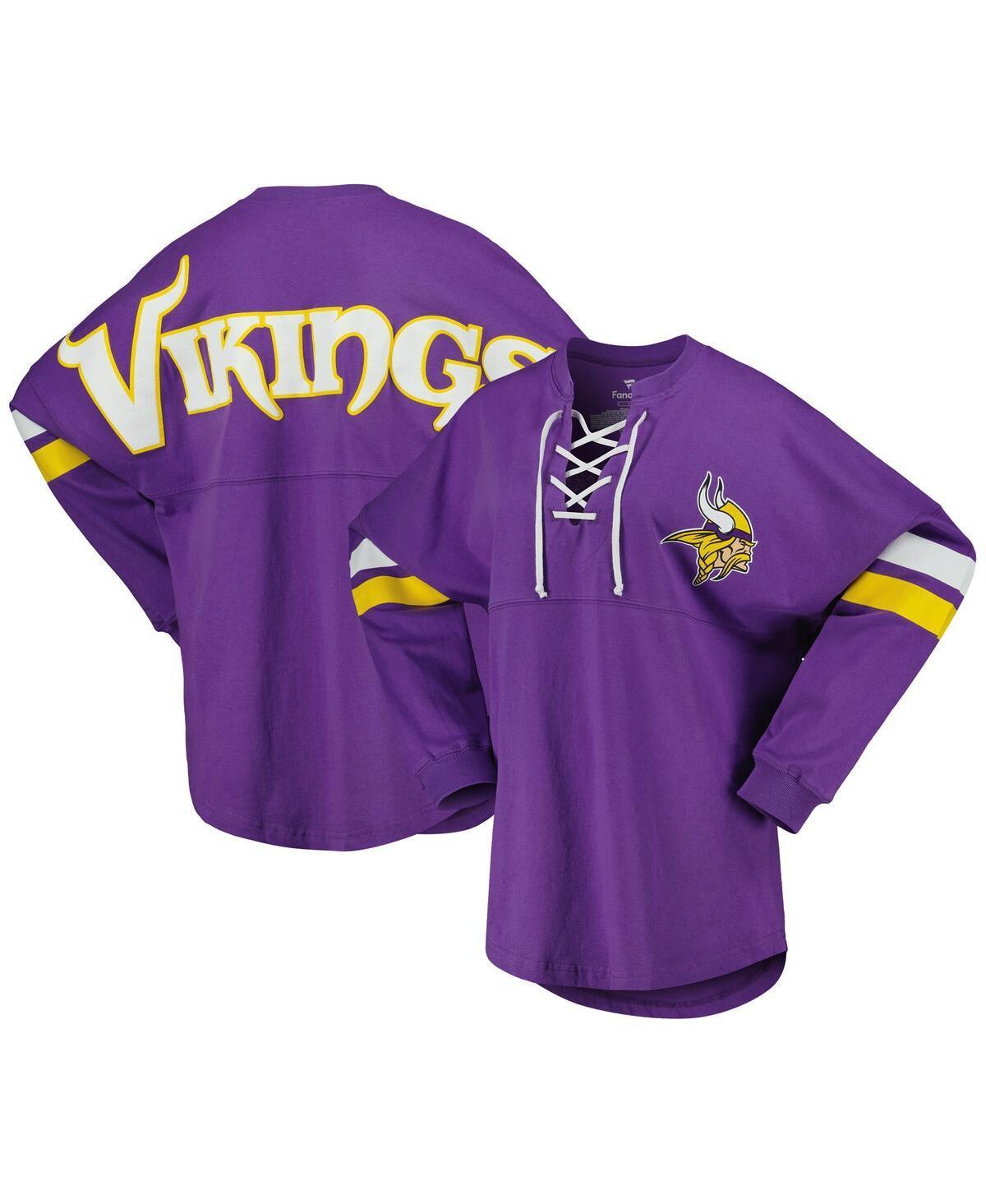 Womens Fanatics Purple Minnesota Vikings Spirit Jersey Lace-Up V-Neck Long Sleeve T-shirt Product Image