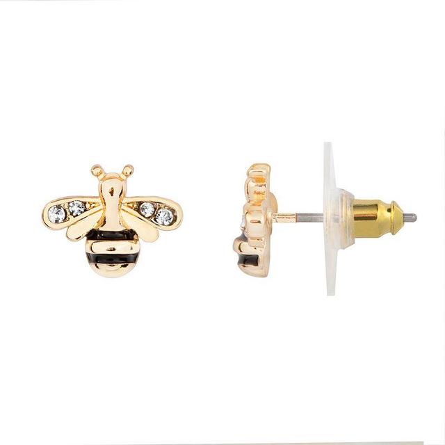 LC Lauren Conrad Gold Tone Bee Button Nickel Free Earrings, Womens Product Image