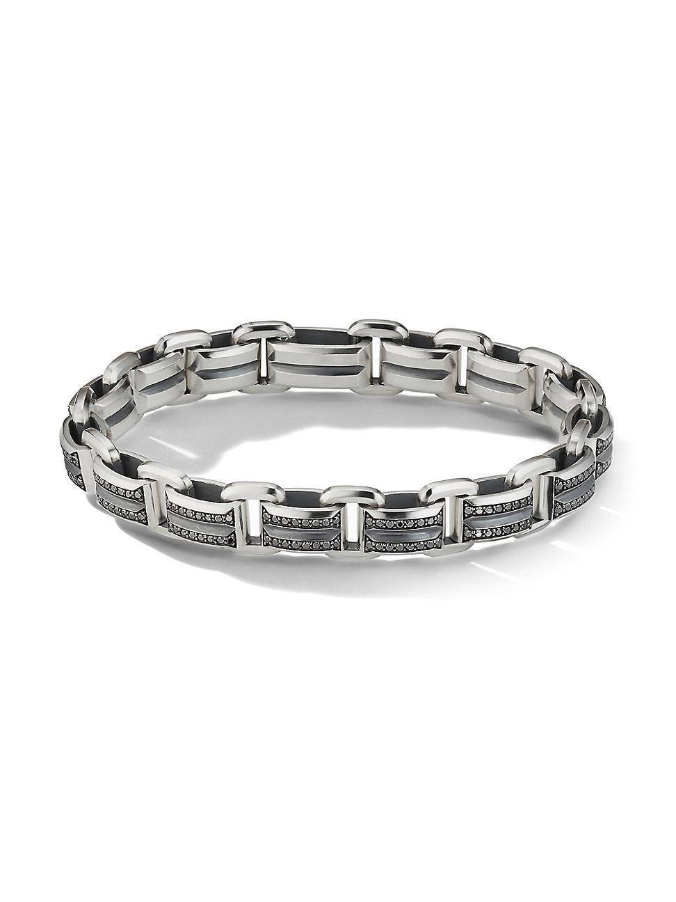 Mens Deco Beveled Link Bracelet in Sterling Silver Product Image