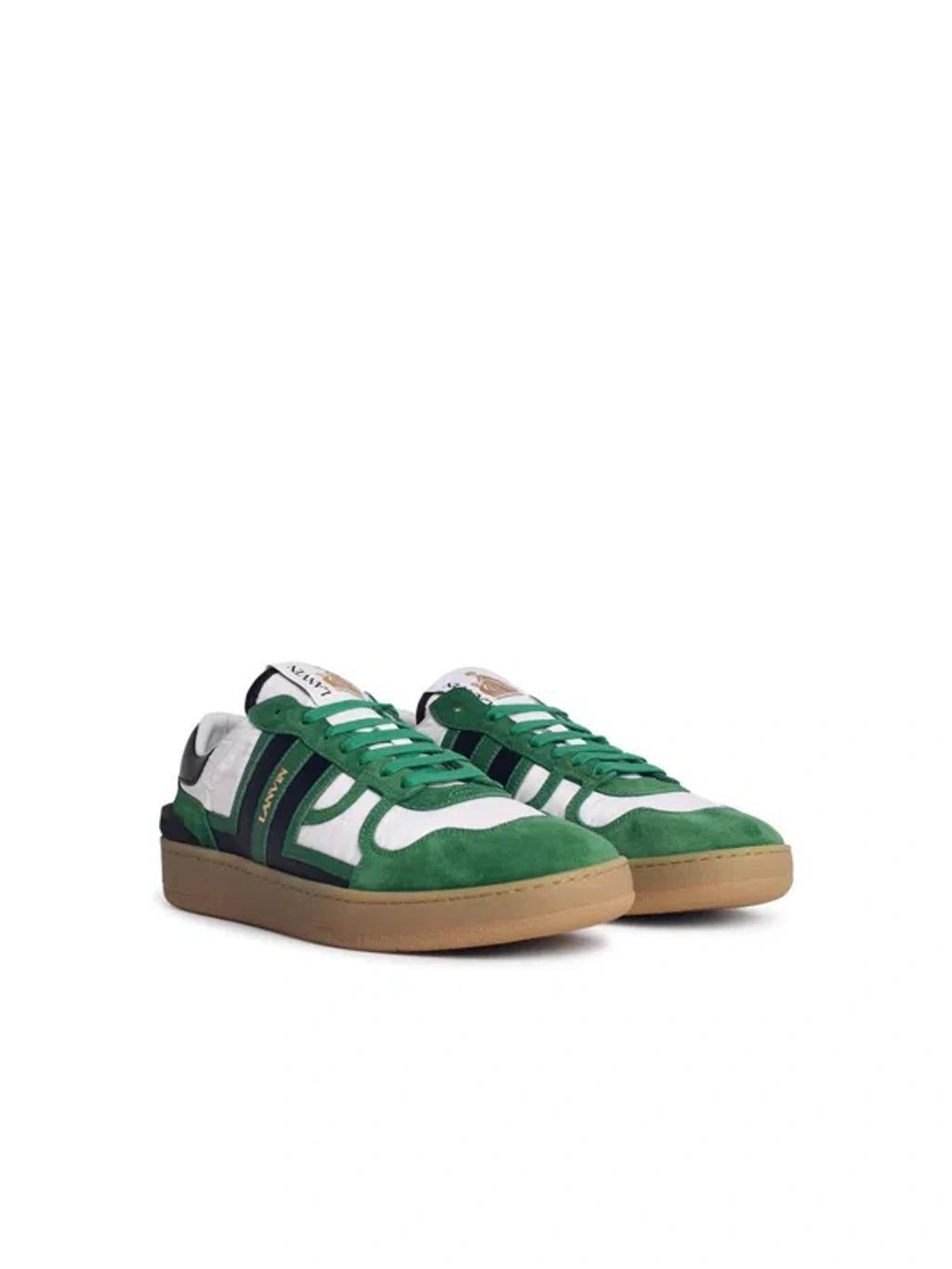 LANVIN Clay Green Leather Blend Sneakers Product Image