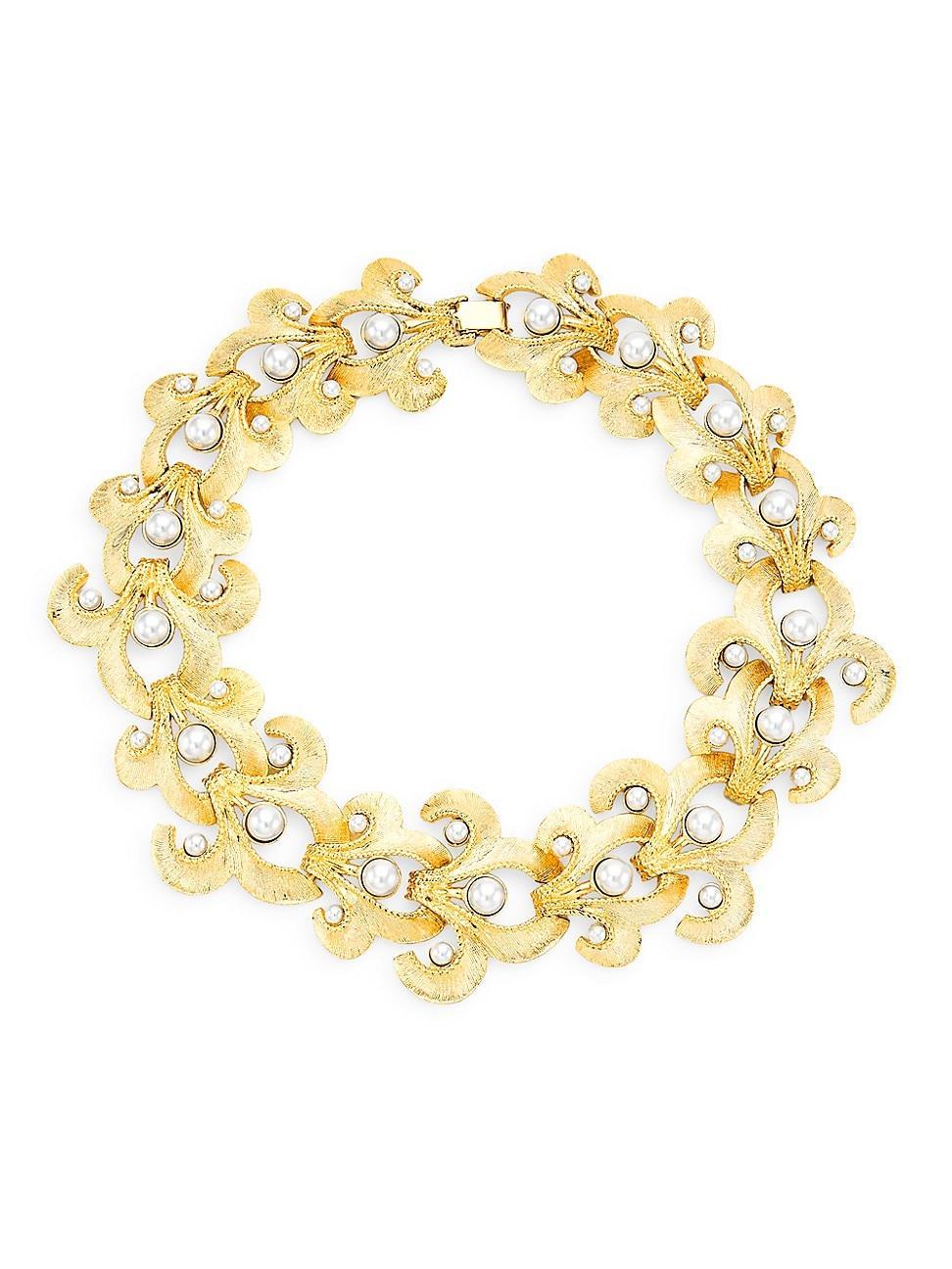 Womens 22K-Gold-Plated & Faux Pearls Open Tier Necklace Product Image