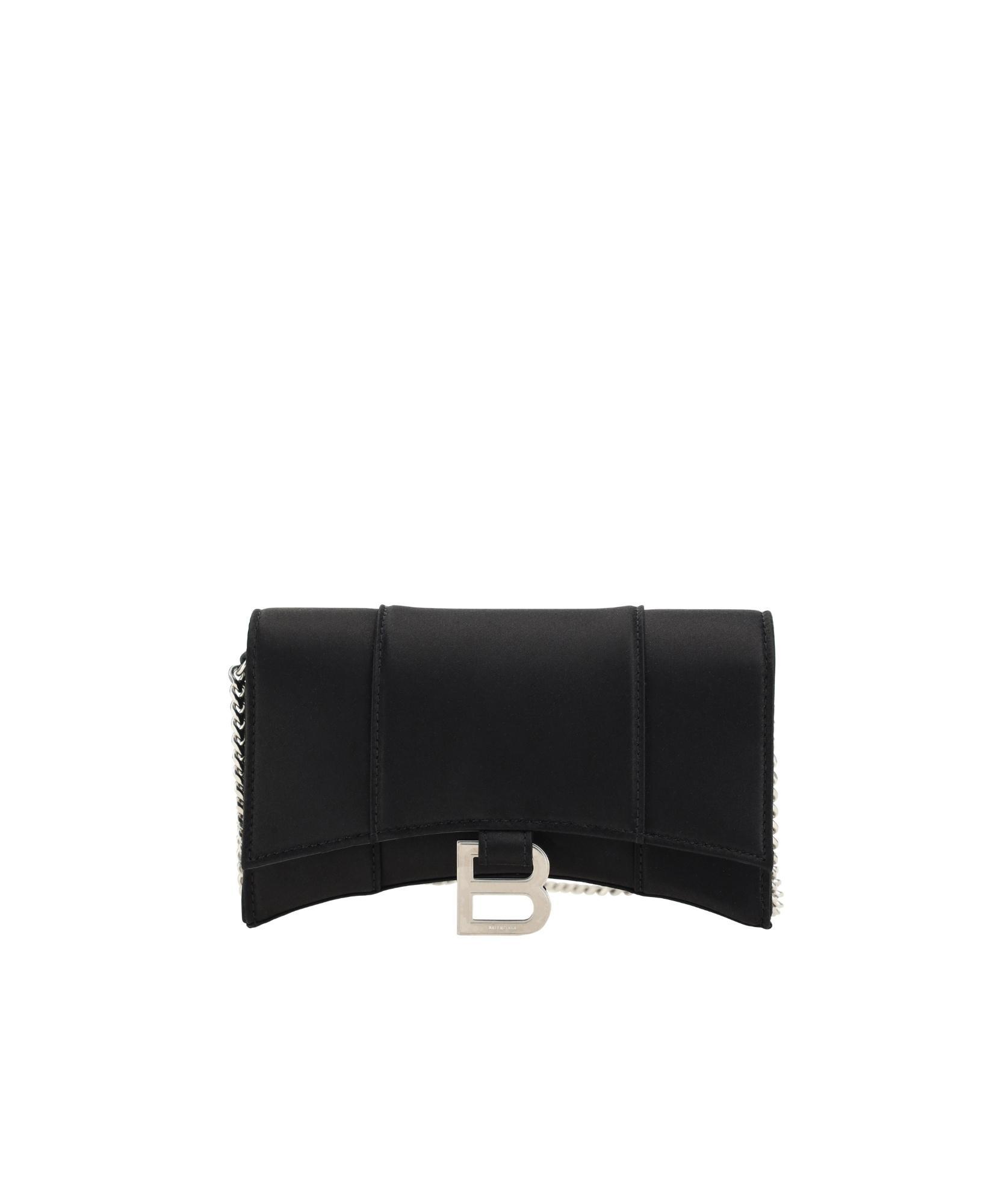 BALENCIAGA Hourglass Leather Shoulder Bag In Black Product Image