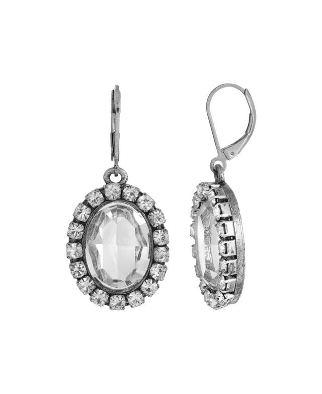 1928 Jewelry Silver Tone Crystal Rimmed Earrings Product Image