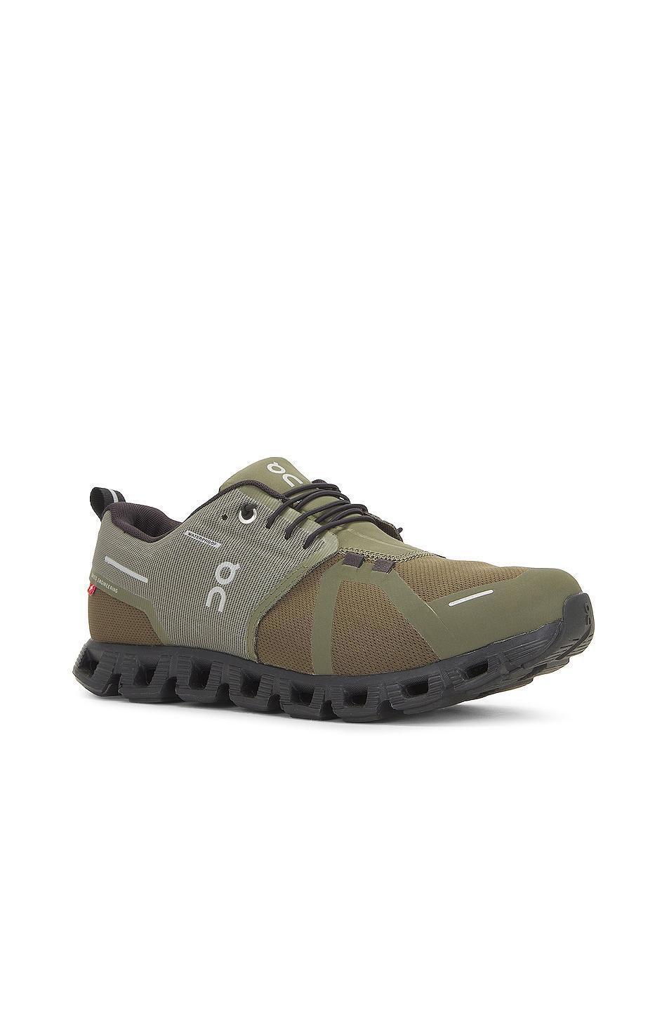 On Cloud 5 Waterproof in Olive & Black - Olive. Size 8 (also in 7, 7.5, 8.5). Product Image