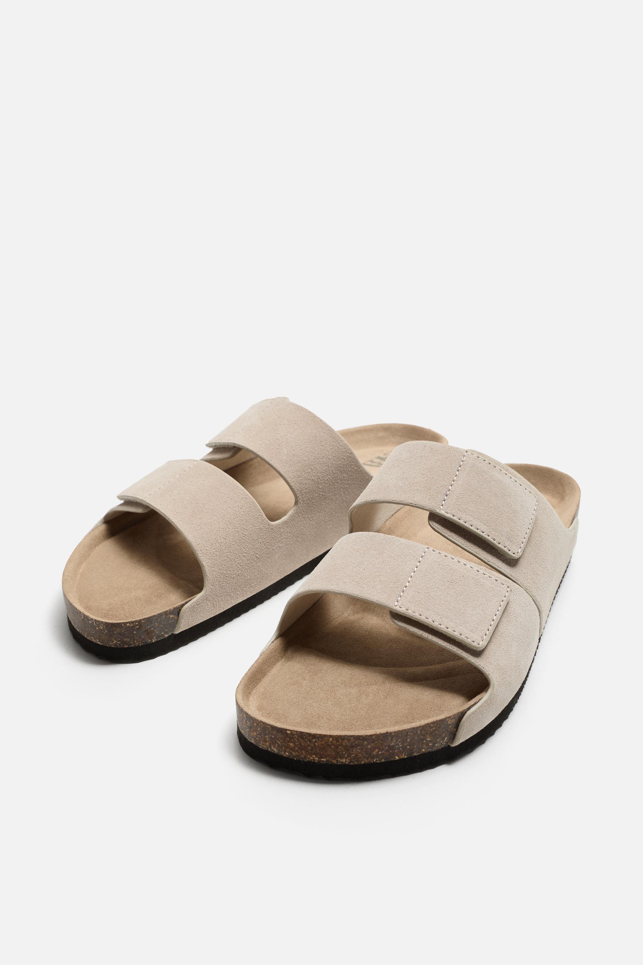 DOUBLE STRAP LEATHER SANDALS Product Image