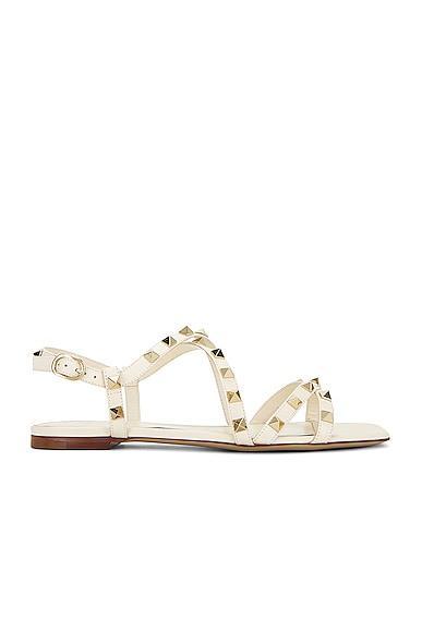 Valentino Garavani Rockstud Sandal in Light Ivory - Ivory. Size 36.5 (also in 36, 37.5, 39). Product Image