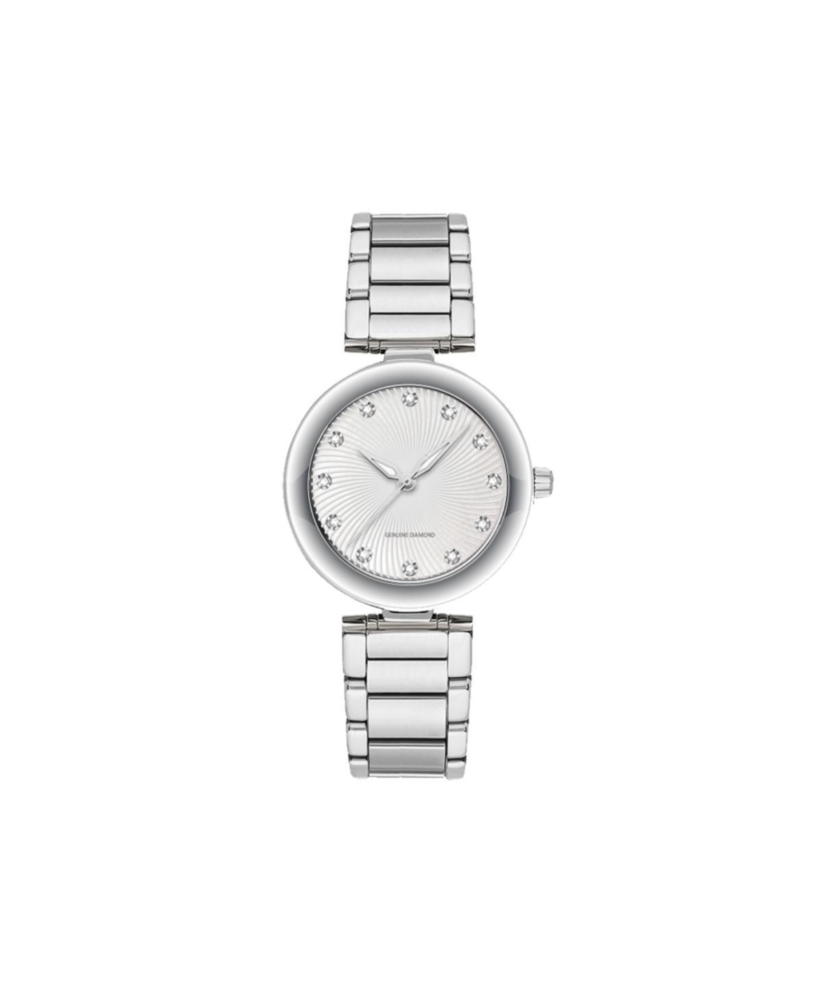 American Exchange Womens Metal Diamond Silver-Tone Stainless Steel Analog Watch Product Image