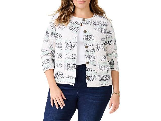 NIC+ZOE Plus Size Circle Sequence Knit Jacket (Cream ) Women's Jacket Product Image