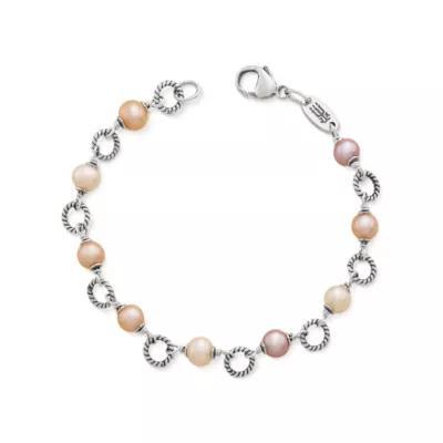 Twisted Wire Link Bracelet with Multi-Colored Cultured Pearls Product Image