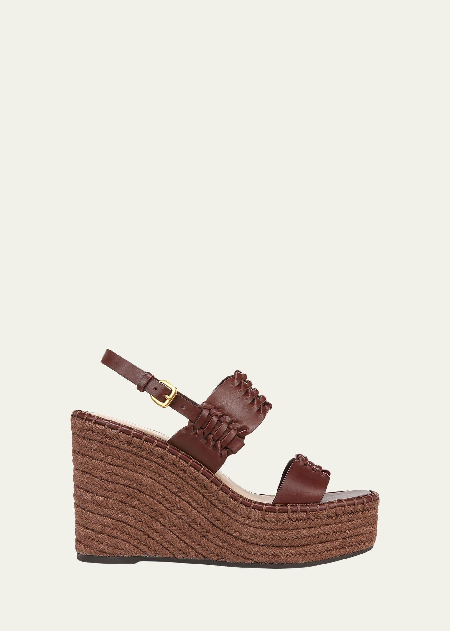 Riya Woven Leather Wedge Espadrilles Product Image