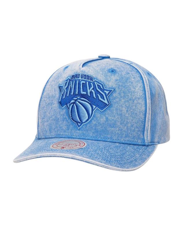 Mitchell & Ness Mens Blue New York Knicks Washed Out Tonal Logo Snapback Hat Product Image