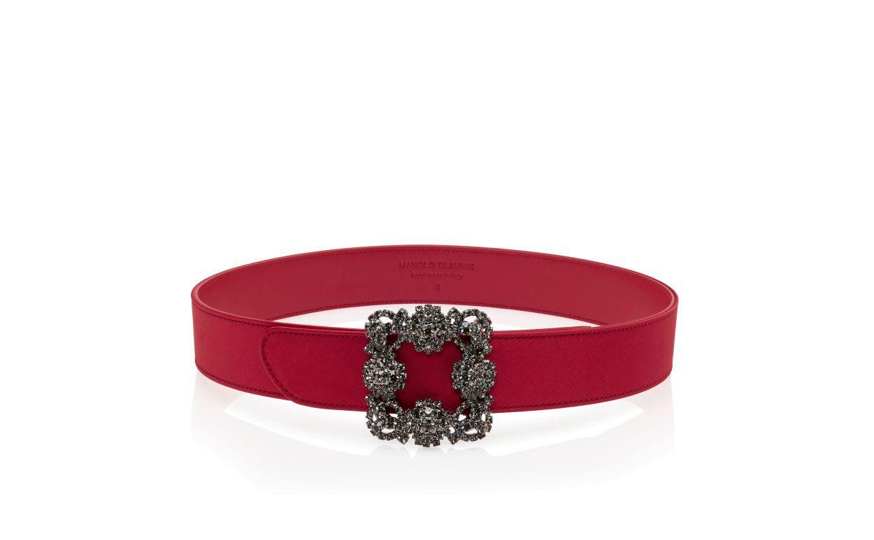 HANGISI BELT Red Satin Crystal Buckled Belt Product Image