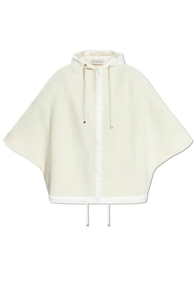 MONCLER Logo Patch Hooded Down Poncho In White Product Image