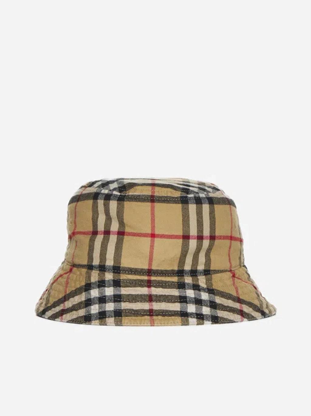 Check Cotton Bucket Hat In Archive Beige Product Image