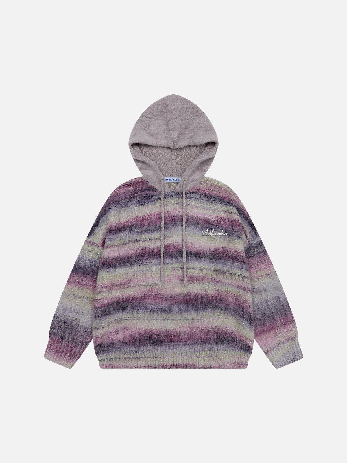 Aelfric Eden Gradient Stripe Knit Hoodie Product Image