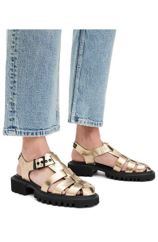 Nessa Chunky Leather Sandals In Metallic Gold Product Image