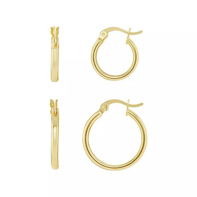 PRIMROSE 15 mm & 20 mm Hoop Earrings Duo, Womens, Gold Tone Product Image