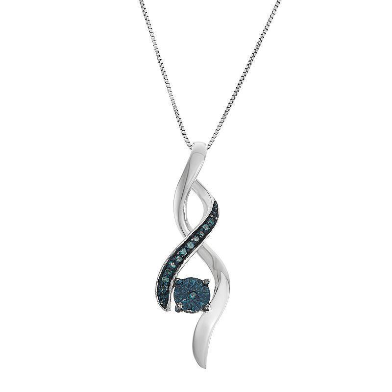 Sterling Silver Blue Diamond Accent Infinity Pendant Necklace, Womens Product Image