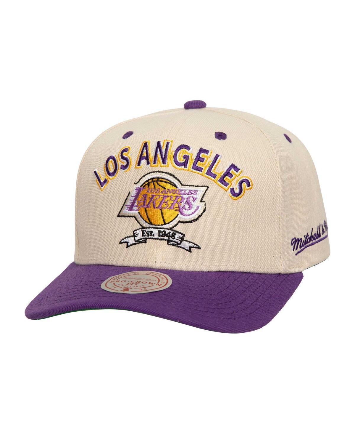 Mitchell & Ness Mens Cream/Purple Los Angeles Lakers 17x Nba Champions Soul Legacy Defined Snapback Hat Product Image