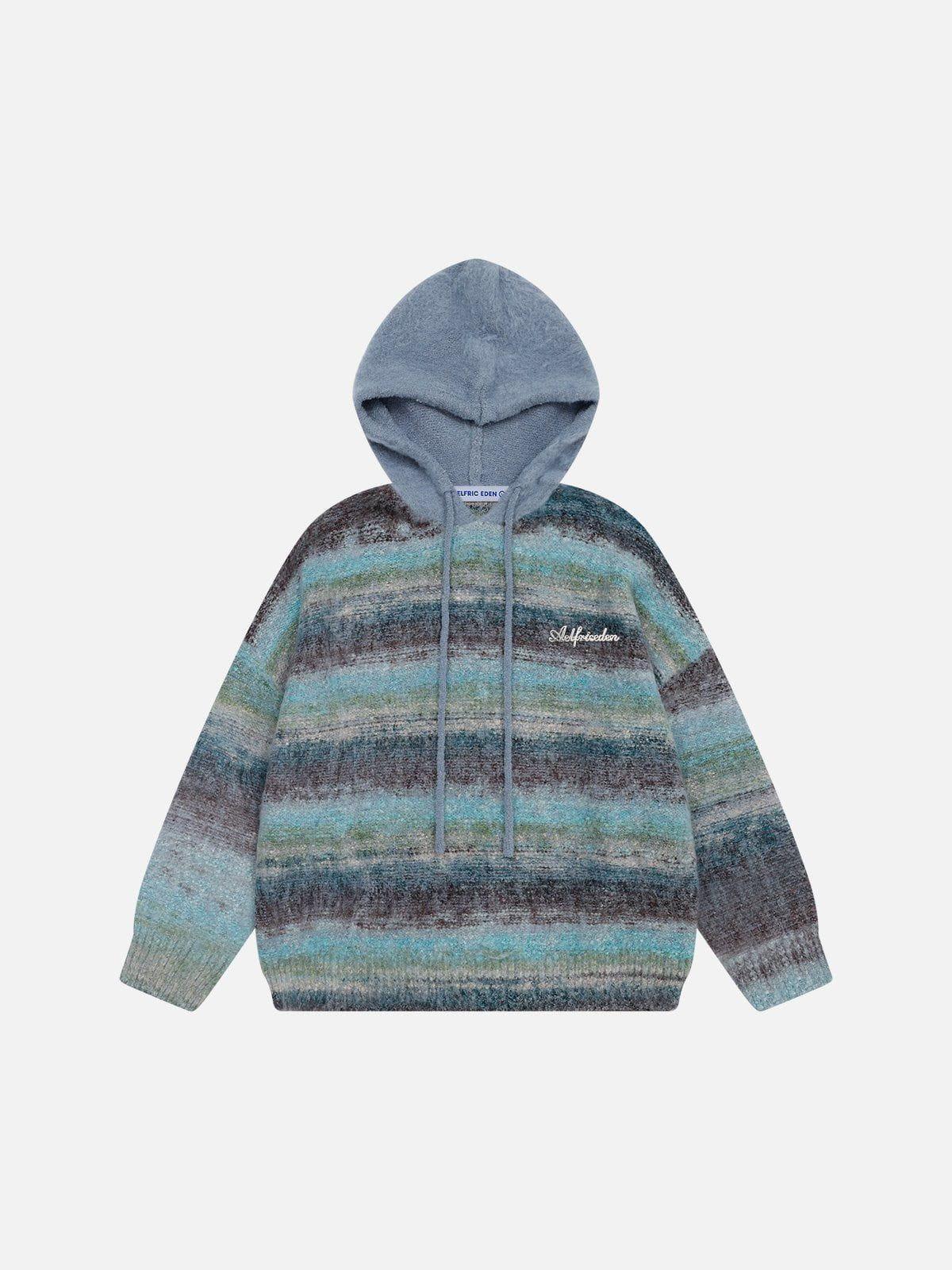 Aelfric Eden Gradient Stripe Knit Hoodie Product Image