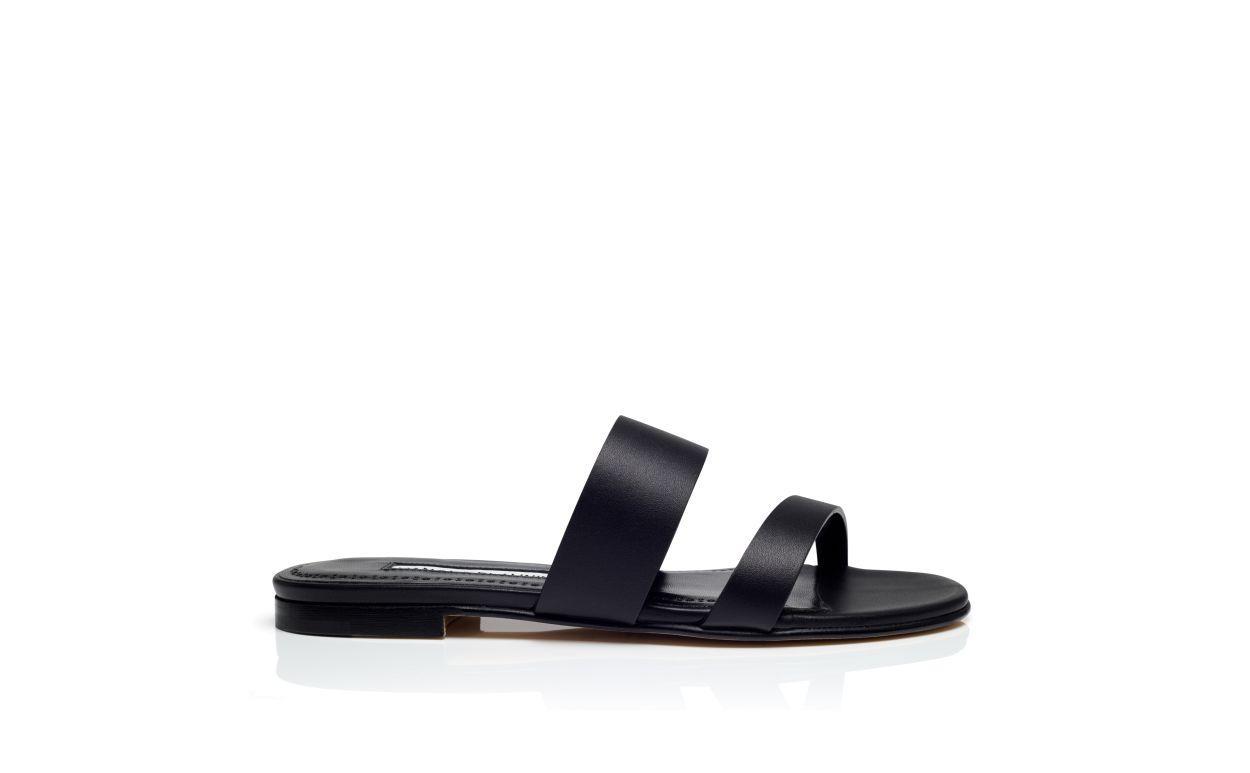 SERRATO Black Calf Leather Flat Sandals Product Image