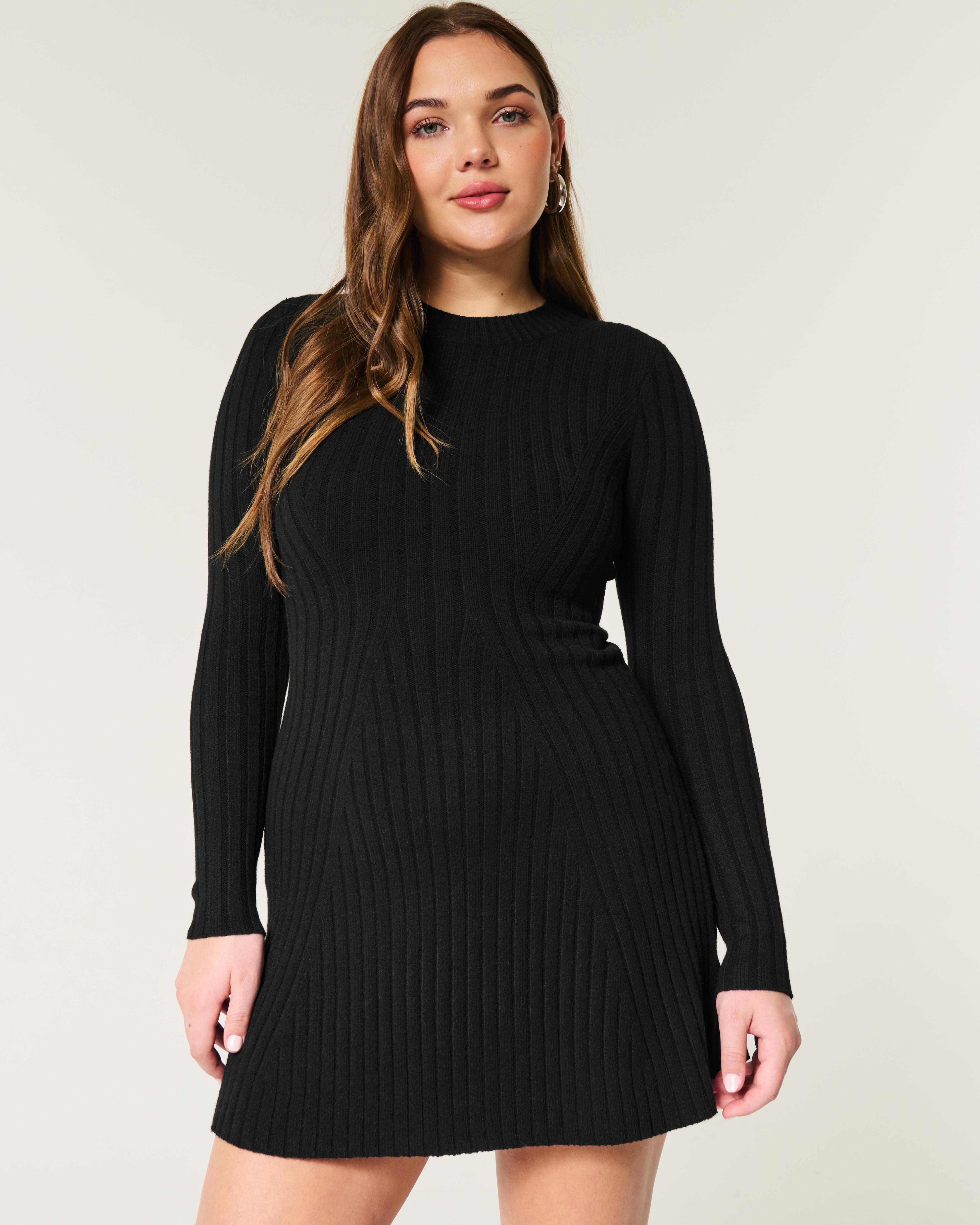 Ribbed Skater Mini Sweater Dress Product Image