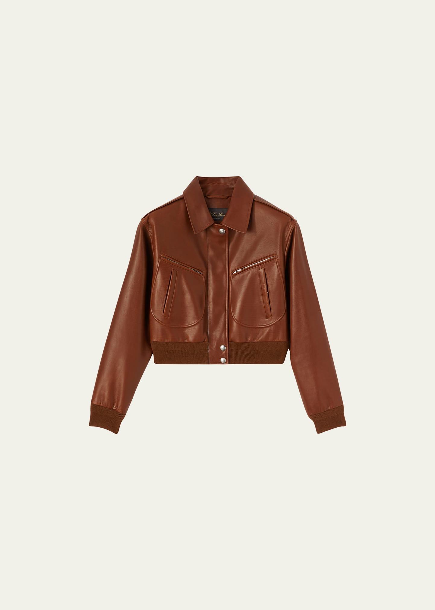 Womens Roldan Leather Bomber Jacket Product Image